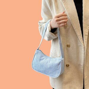 Sky Blue Corduroy Shoulder Bag – Brand New with Tags!